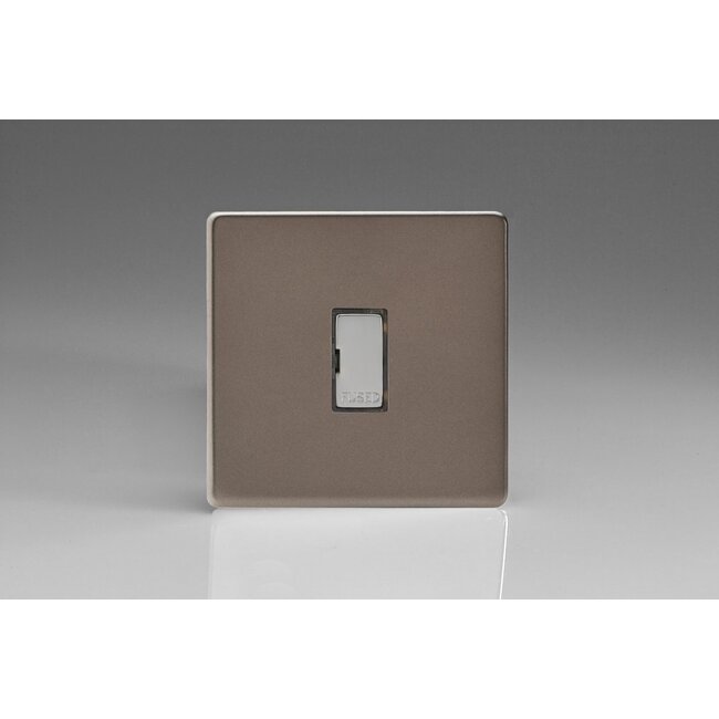 Varilight Screwless 13A Unswitched Fused Spur with Metal Inserts Decorative Pewter Chrome Inserts