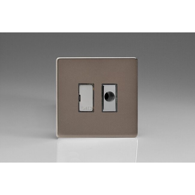 Varilight Screwless 13A Unswitched Fused Spur + Flex Outlet with Metal Inserts Decorative Pewter Chrome Inserts