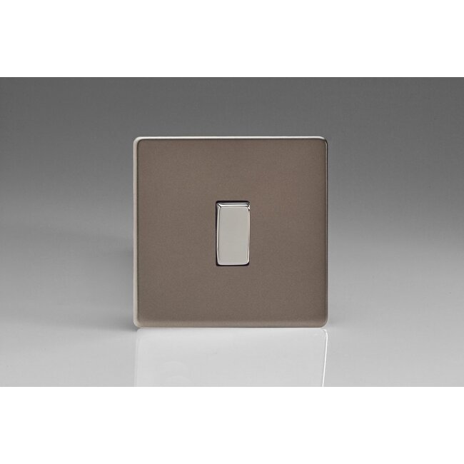 Varilight Screwless 1-Gang 10A 1-Way Push-to-Make Retractive Momentary Switch Decorative Pewter Chrome Button