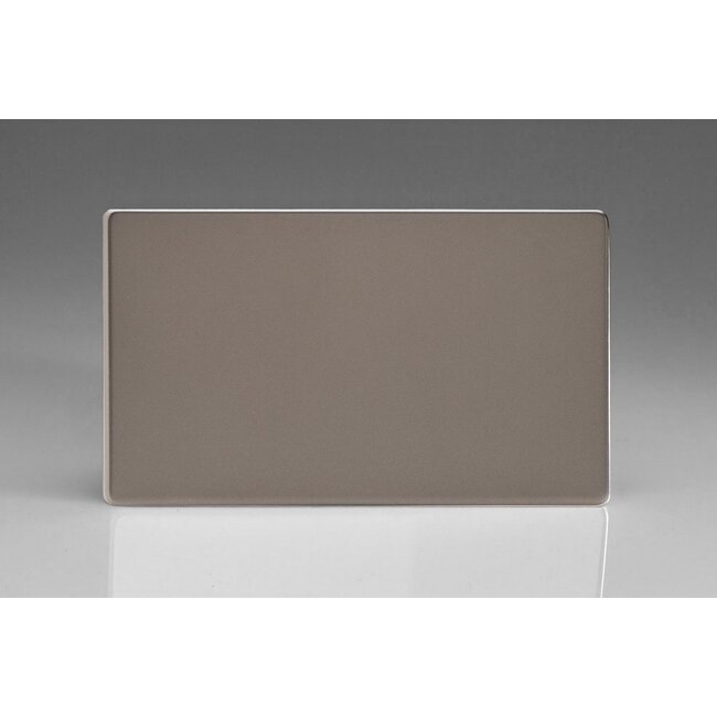Varilight Screwless Double Blank Plate  Pewter