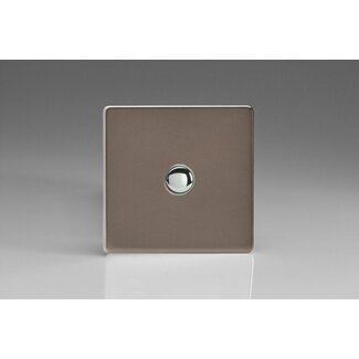Varilight Screwless 1-Gang 6A 1-Way Push-to-Make Momentary Switch Decorative Pewter Chrome Button