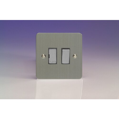 Varilight Ultraflat 13A Switched Fused Spur with Metal Inserts Decorative Brushed Steel Steel Inserts Varilight Ultraflat 13A Switched Fused Spur with Metal Inserts Decorative Brushed Steel Steel Inserts