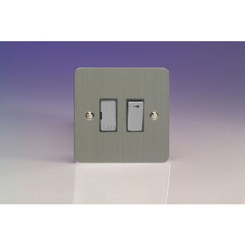 Varilight Ultraflat 13A Switched Fused Spur + Neon with Metal Inserts Decorative Brushed Steel Steel Inserts Varilight Ultraflat 13A Switched Fused Spur + Neon with Metal Inserts Decorative Brushed Steel Steel Inserts