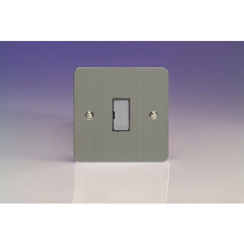 Varilight Ultraflat 13A Unswitched Fused Spur with Metal Inserts Decorative Brushed Steel Steel Inserts