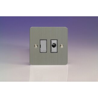Varilight Ultraflat 13A Unswitched Fused Spur + Flex Outlet with Metal Inserts Decorative Brushed Steel Steel Inserts