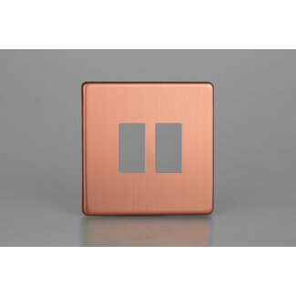 Varilight Urban Screwless 2-Gang Screwless PowerGrid Plate including Yoke (Single Plate)  Brushed Copper