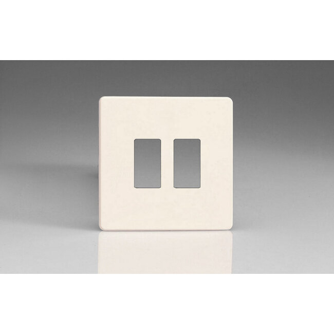 Varilight Screwless 2-Gang Screwless PowerGrid Plate including Yoke (Single Plate)   Primed