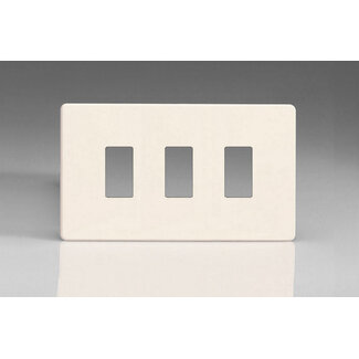 Varilight Screwless 3-Gang Screwless PowerGrid Plate including Yoke (Twin Plate)   Primed