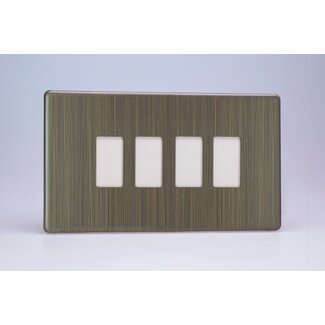 Varilight Urban Screwless 4-Gang PowerGrid Plate including Yoke (Twin Plate)  Antique Brass