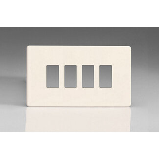Varilight Screwless 4-Gang Screwless PowerGrid Plate including Yoke (Twin Plate)   Primed