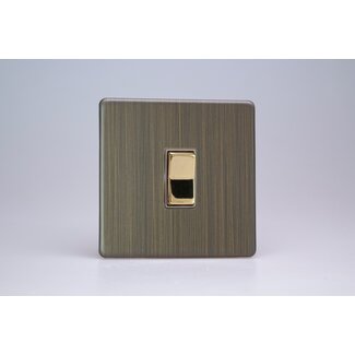 Varilight Urban Screwless 1-Gang 10A 2-Way & Off Retractive Switch with metal rockers Brass Antique Brass Brass