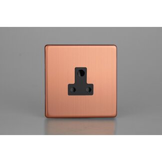 Varilight Urban Screwless 1-Gang 5A Round Pin Socket  Black Brushed Copper Black Insert