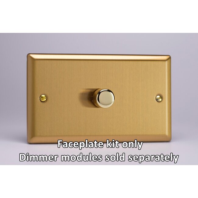 Varilight Classic 1-Gang Matrix Kit For Rotary Dimmers (Twin Plate)  Matrix Brushed Brass Brass Knob