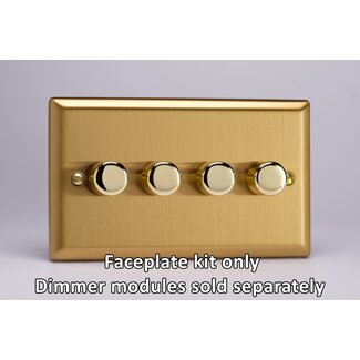 Varilight Classic 4-Gang Matrix Kit For Rotary Dimmers (Twin Plate)  Matrix Brushed Brass Brass Knobs