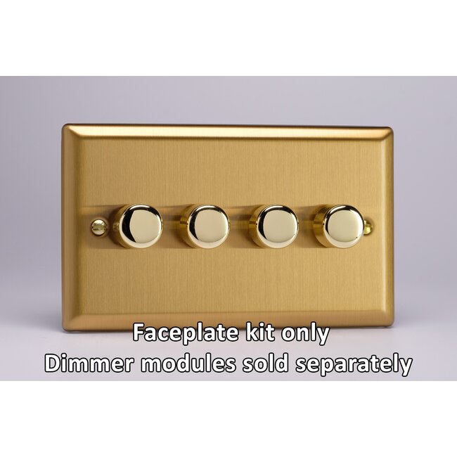 Varilight Classic 4-Gang Matrix Kit For Rotary Dimmers (Twin Plate)  Matrix Brushed Brass Brass Knobs