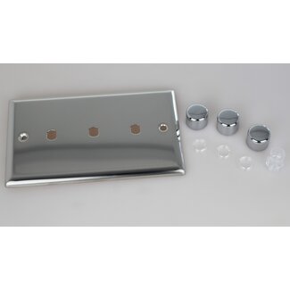 Varilight Classic 3-Gang Matrix Kit For Rotary Dimmers (Twin Plate)  Matrix Mirror Chrome Chrome Knob