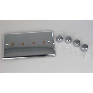 Varilight Classic 4-Gang Matrix Kit For Rotary Dimmers (Twin Plate)  Matrix Mirror Chrome Chrome Knob