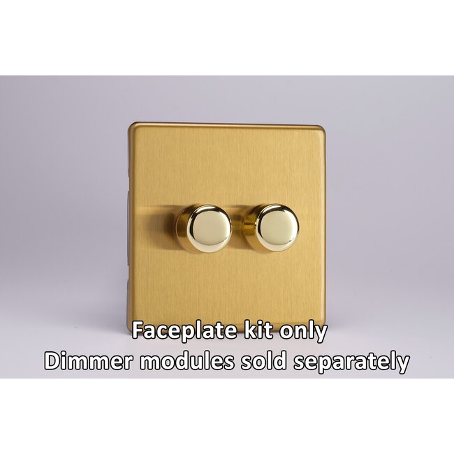 Varilight Screwless 2-Gang Matrix Kit For Rotary Dimmers  Matrix Brushed Brass Brass Knob