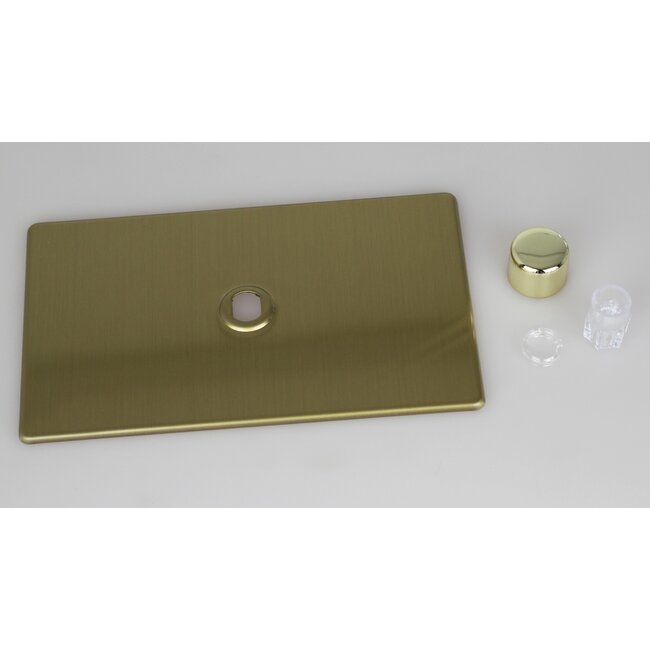 Varilight Screwless 1-Gang Matrix Kit For Rotary Dimmers (Twin Plate)  Matrix Brushed Brass Brass Knob