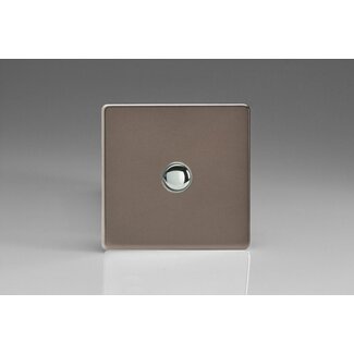 Varilight Screwless 1-Gang 6A 1- or 2-Way Push-On/Off Impulse Switch Decorative Pewter Chrome Button