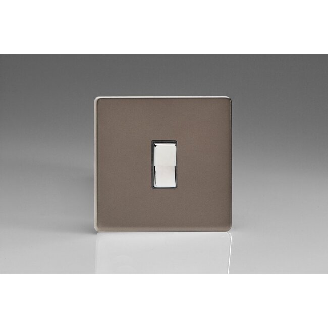 Varilight Screwless 1-Gang 10A 2-Way & Off Retractive Switch Decorative Pewter Chrome Button