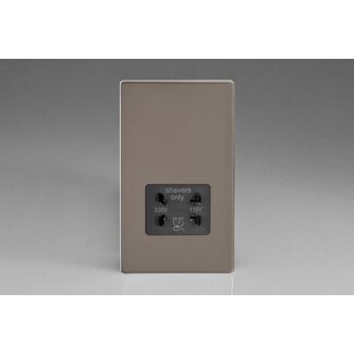 Varilight Screwless Dual Voltage Shaver Socket 230V/115V Black Pewter Black Insert