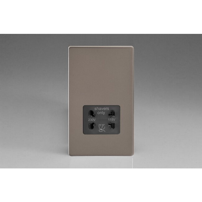 Varilight Screwless Dual Voltage Shaver Socket 230V/115V Black Pewter Black Insert