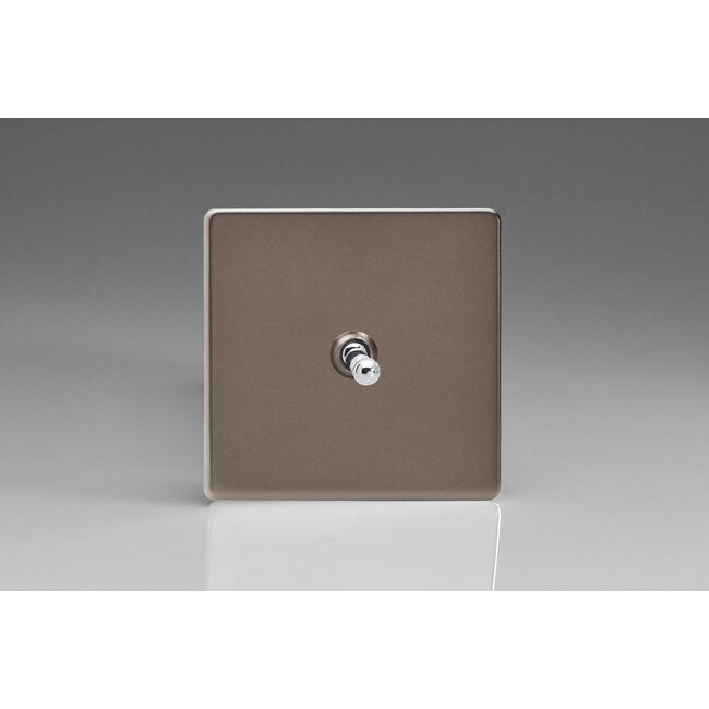 Varilight Screwless 1-Gang 10A 1- or 2-Way Toggle Switch Decorative Pewter Chrome Toggle
