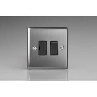 Varilight Classic 13A Switched Fused Spur  Black Brushed Steel Black Inserts