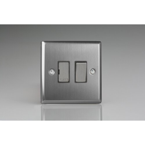 Varilight Classic 13A Switched Fused Spur with Metal Inserts Decorative Brushed Steel Steel Inserts Varilight Classic 13A Switched Fused Spur with Metal Inserts Decorative Brushed Steel Steel Inserts