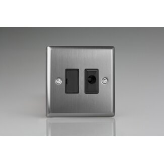 Varilight Classic 13A Unswitched Fused Spur + Flex Outlet Black Brushed Steel Black Inserts