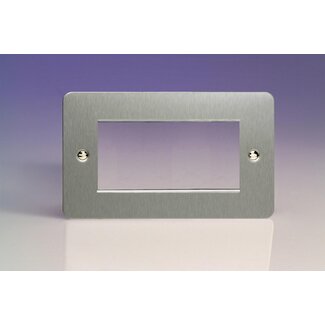 Varilight Ultraflat DataGrid Twin Plate (4 Grid Spaces)  Brushed Steel