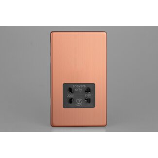 Varilight Urban Screwless Dual Voltage Shaver Socket 230V/115V Black Brushed Copper Black Insert