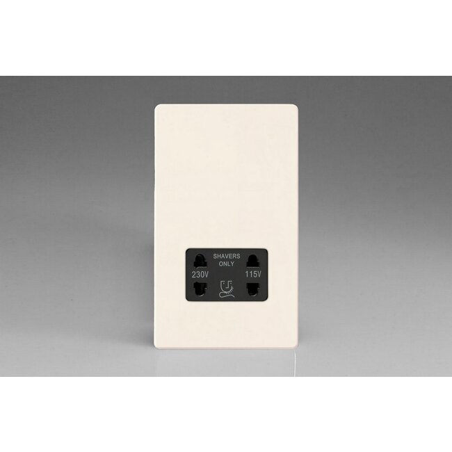 Varilight Screwless Dual Voltage Shaver Socket 230V/115V Black Primed Black Insert