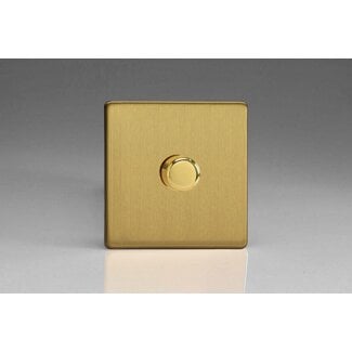 Varilight Screwless 1-Gang V-Pro Smart Supplementary Controller (Enabling Multi-Way Dimming with a V-Pro Smart Master for up to 3 positions) V-Pro Smart Brushed Brass Brass Knob