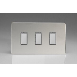 Varilight Screwless 3-Gang Tactile Touch Control Dimming Supplementary Controller for use with Multi-Point (formerly Eclique2) Master on 2-Way Circuits (Twin Plate) V-Pro Multi-Point (formerly Eclique2) Polished Chrome Chrome Buttons