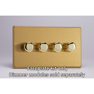 Varilight Screwless 4-Gang Matrix Kit For Rotary Dimmers (Twin Plate)  Matrix Brushed Brass Brass Knob