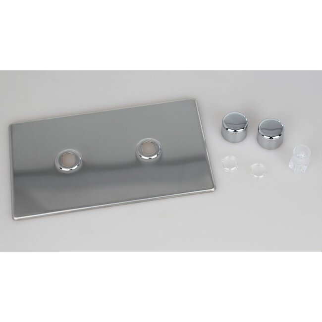 Varilight Screwless 2-Gang Matrix Kit For Rotary Dimmers (Twin Plate)  Matrix Polished Chrome Chrome Knob