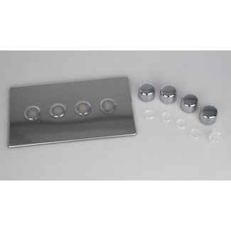 Varilight Screwless 4-Gang Matrix Kit For Rotary Dimmers (Twin Plate)  Matrix Polished Chrome Chrome Knob