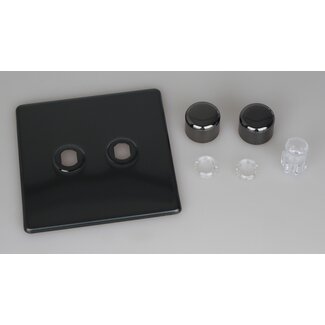 Varilight Screwless 2-Gang Matrix Kit For Rotary Dimmers  Matrix Iridium Iridium Knob