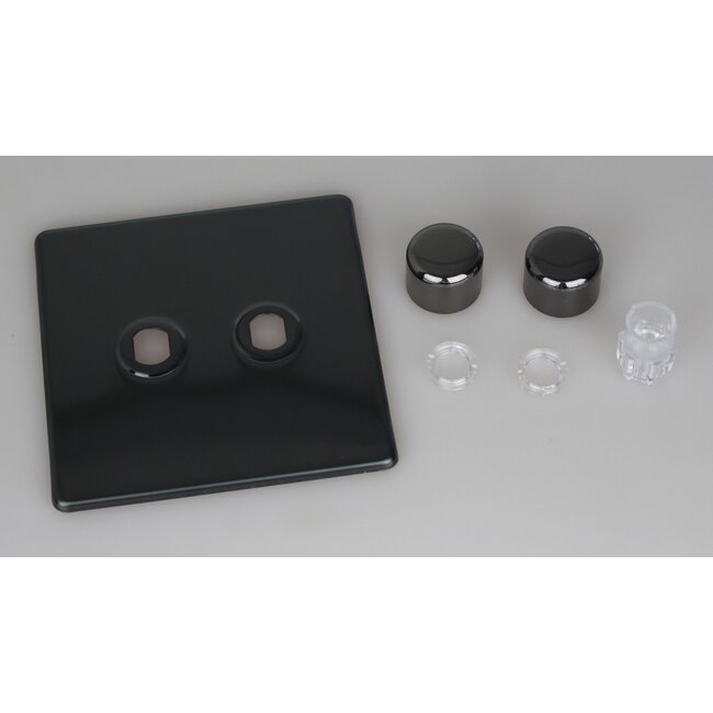 Varilight Screwless 2-Gang Matrix Kit For Rotary Dimmers  Matrix Iridium Iridium Knob