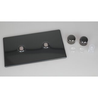 Varilight Screwless 2-Gang Matrix Kit For Rotary Dimmers (Twin Plate)  Matrix Iridium Iridium Knob