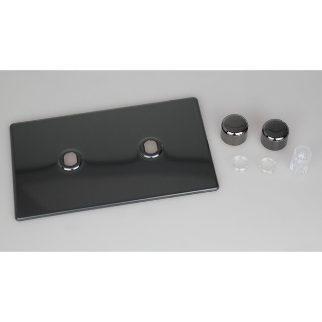 Varilight Screwless 2-Gang Matrix Kit For Rotary Dimmers (Twin Plate)  Matrix Iridium Iridium Knob