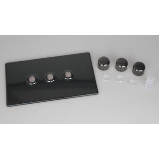 Varilight Screwless 3-Gang Matrix Kit For Rotary Dimmers (Twin Plate)  Matrix Iridium Iridium Knob