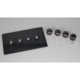 Varilight Screwless 4-Gang Matrix Kit For Rotary Dimmers (Twin Plate)  Matrix Iridium Iridium Knob