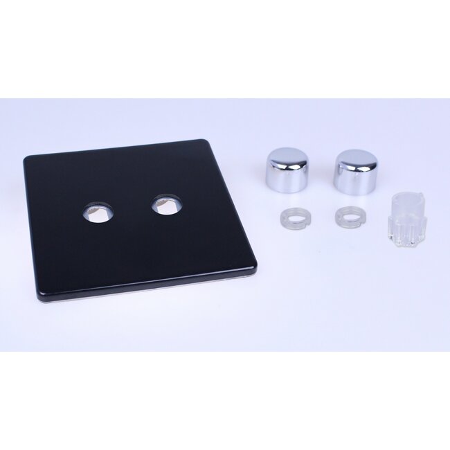 Varilight Screwless 2-Gang Matrix Kit For Rotary Dimmers  Matrix Premium Black Chrome Knob