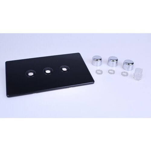 Varilight Screwless 3-Gang Matrix Kit For Rotary Dimmers (Twin Plate) Matrix Premium Black Chrome Knob Varilight Screwless 3-Gang Matrix Kit For Rotary Dimmers (Twin Plate) Matrix Premium Black Chrome Knob