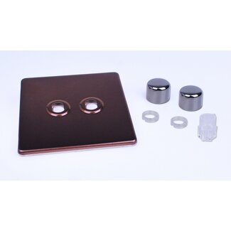 Varilight Screwless 2-Gang Matrix Kit For Rotary Dimmers  Matrix Mocha Iridium Knob