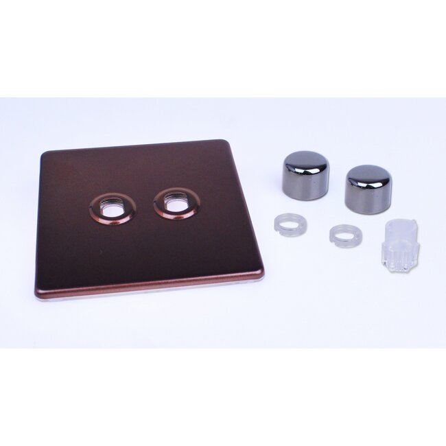 Varilight Screwless 2-Gang Matrix Kit For Rotary Dimmers  Matrix Mocha Iridium Knob