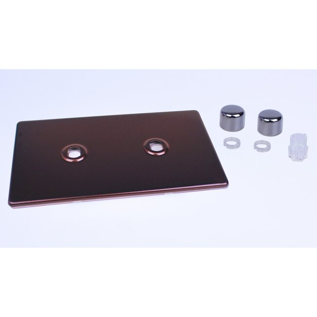 Varilight Screwless 2-Gang Matrix Kit For Rotary Dimmers (Twin Plate)  Matrix Mocha Iridium Knob